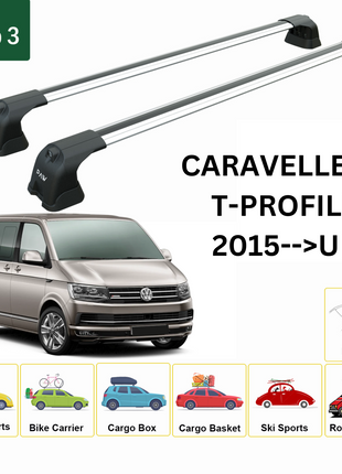 Volkswagen Caravelle T6 T-P 2015-2024 Portbagaj Taşıyıcı Ara Atkı Aparatı Paw Pro 3 Gri