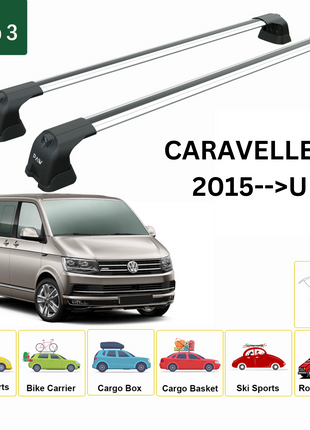 Volkswagen Caravelle T6 2015-2024 Portbagaj Taşıyıcı Ara Atkı Aparatı Paw Pro 3 Gri