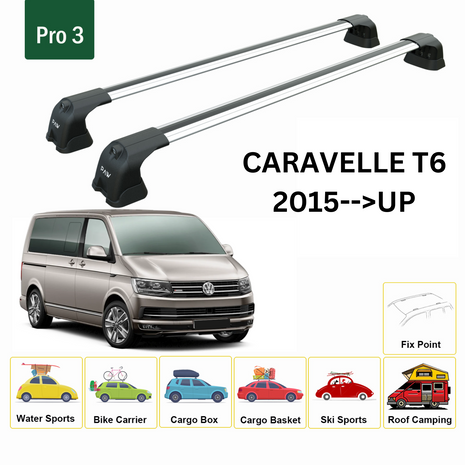 Volkswagen Caravelle T6 2015-2024 Portbagaj Taşıyıcı Ara Atkı Aparatı Paw Pro 3 Gri
