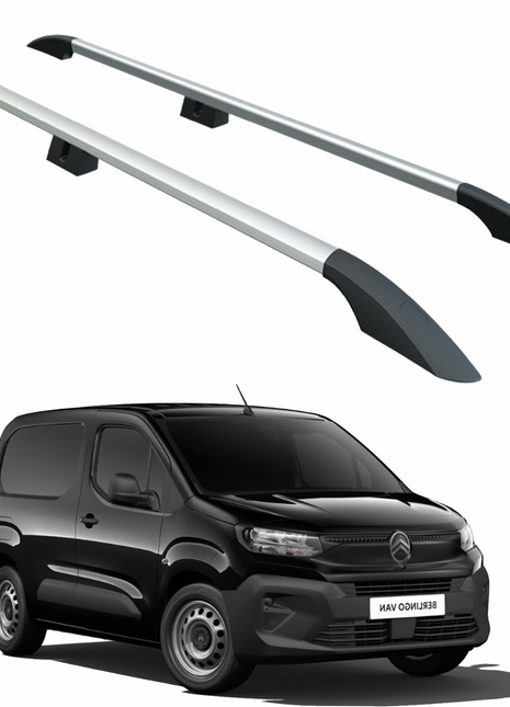 Citroen Berlingo Uzun Şase 2018-2025 Aluminum Araç Üstü Alüminyum Tavan Yan Rayları Plus Serisi - Gri