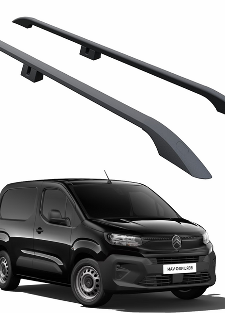 Citroen Berlingo Uzun Şase 2018-2025 Aluminum Araç Üstü Alüminyum Tavan Yan Rayları Plus Serisi - Siyah