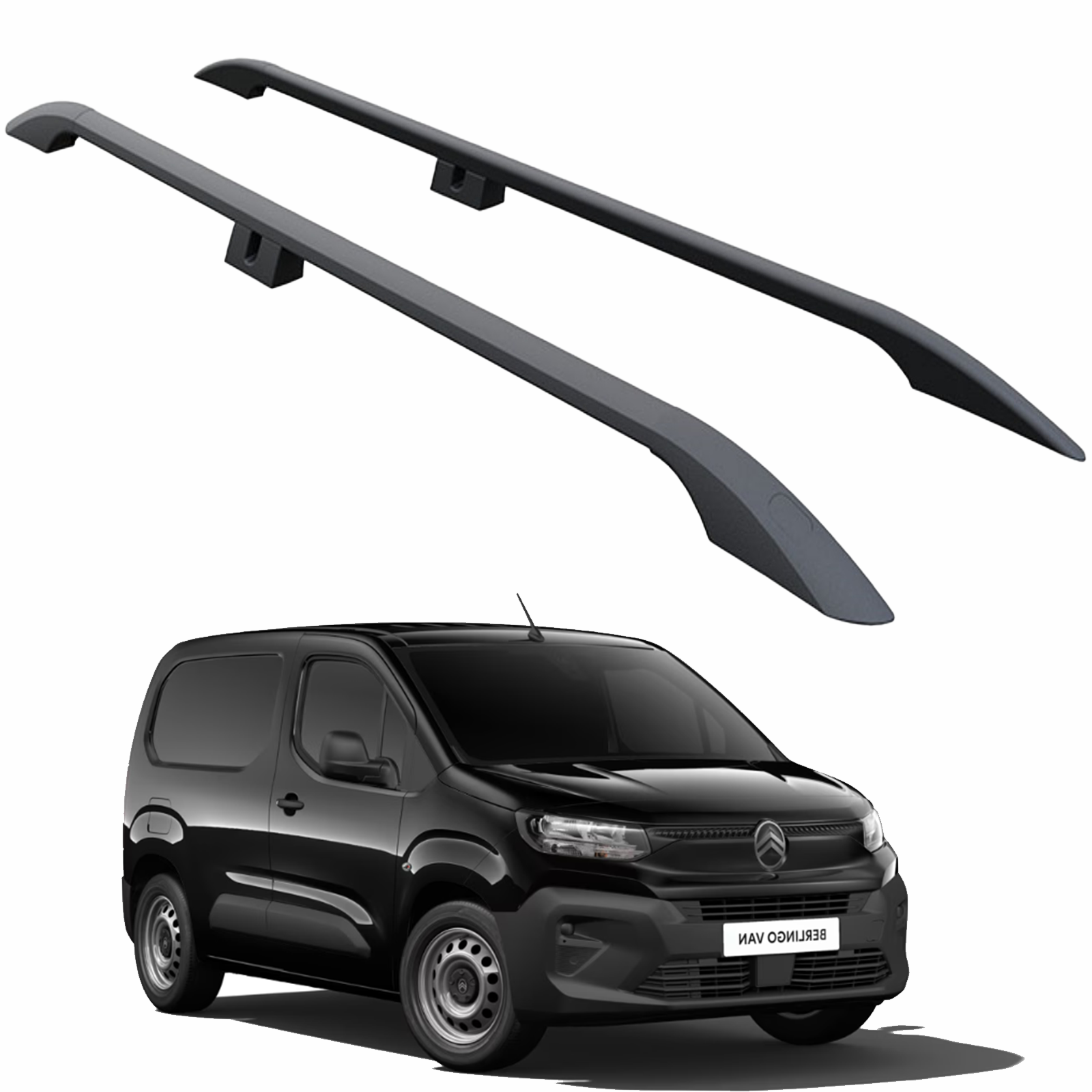 Citroen Berlingo Uzun Şase 2018-2025 Aluminum Araç Üstü Alüminyum Tavan Yan Rayları Plus Serisi - Siyah