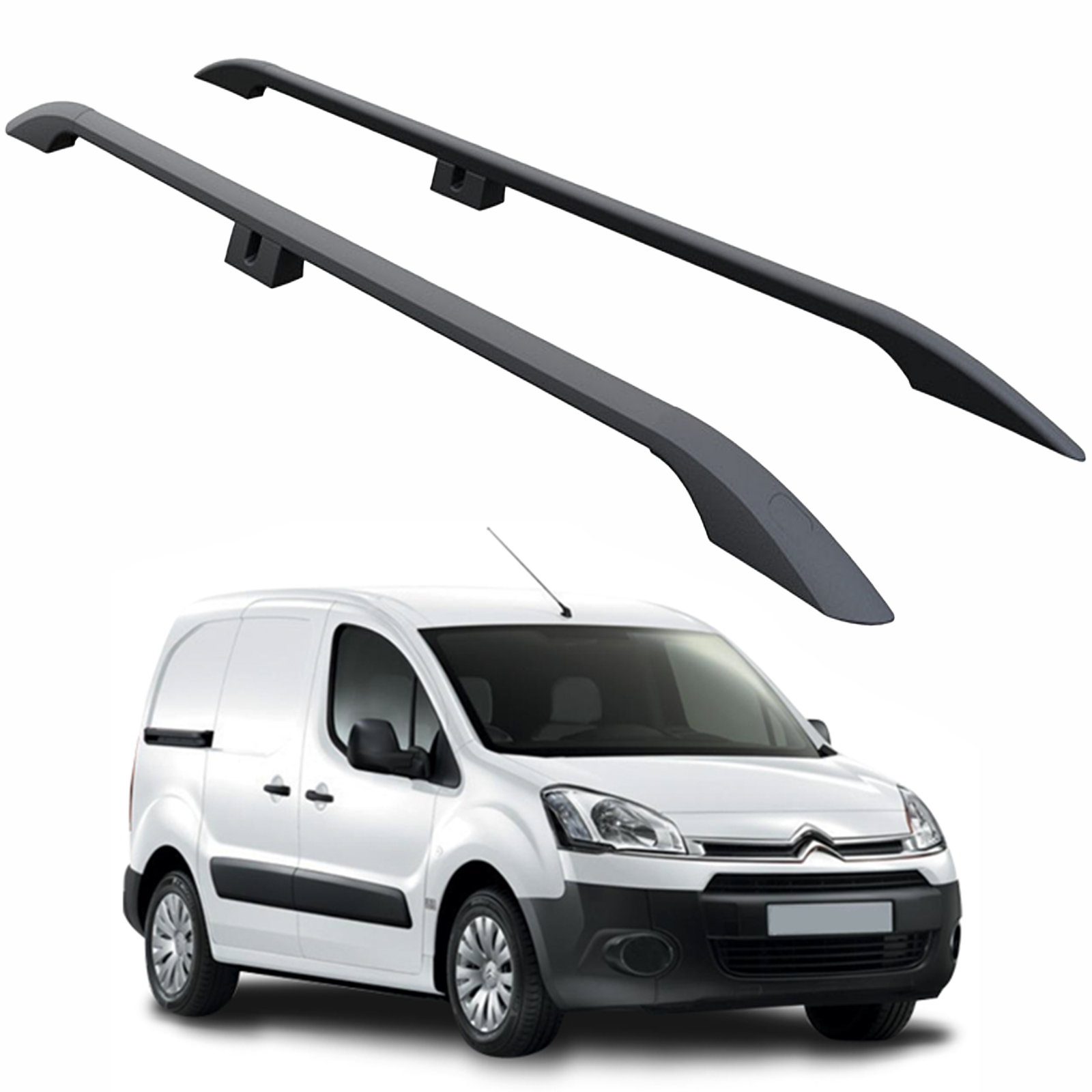 Citroen Berlingo Kısa Şase 2008-2018 Aluminum Araç Üstü Alüminyum Tavan Yan Rayları Plus Serisi - Siyah