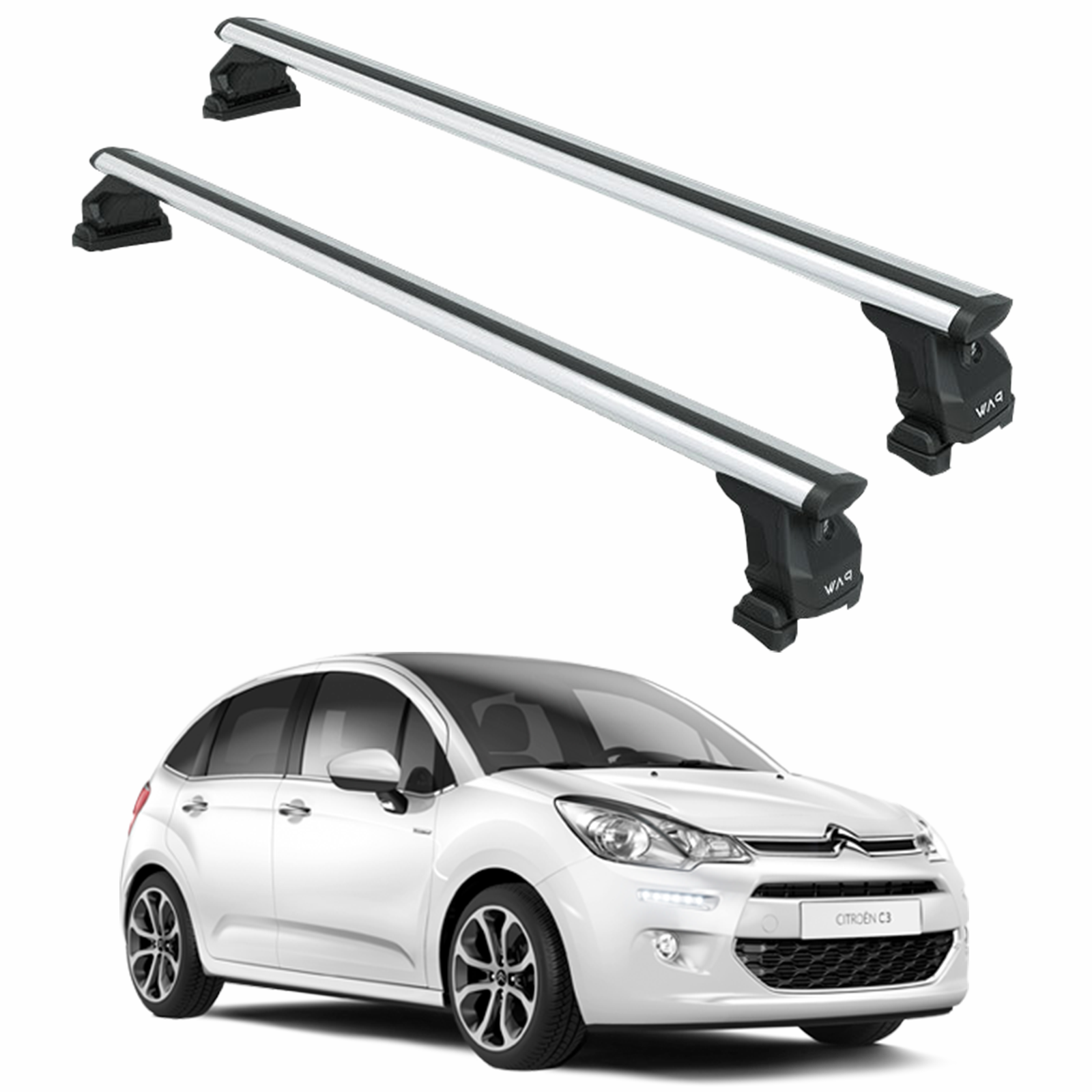 Citroen C3 A51 2009-2016 Tavan Taşıyıcı Ara Barlar – Vidalı Montaj, Toros Fix Pro, Gri