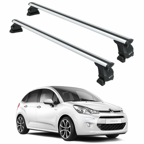Citroen C3 A51 2009-2016 Tavan Taşıyıcı Ara Barlar – Vidalı Montaj, Toros Fix Pro, Gri