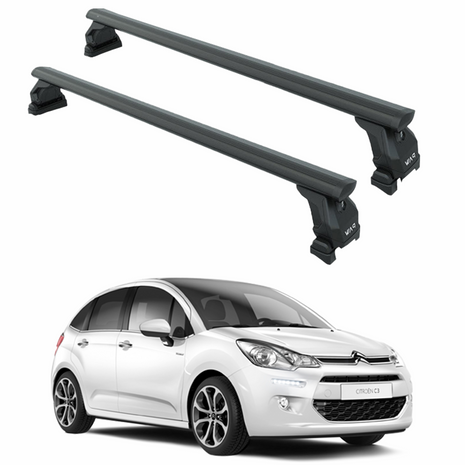 Citroen C3 A51 2009-2016 Tavan Taşıyıcı Ara Barlar – Vidalı Montaj, Toros Fix Pro, Siyah