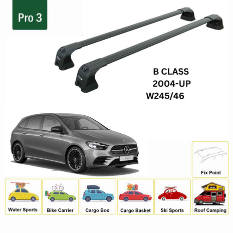 Mercedes Benz B W245/46 2004-2018 Portbagaj Taşıyıcı Ara Atkı Aparatı Paw Pro 3 Siyah
