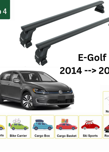 Volkswagen E-Golf 2014-2020 Oluksuz Üst Tavan Portbagaj Taşıyıcı Ara Atkısı Toros Serisi Pro 4 Siyah