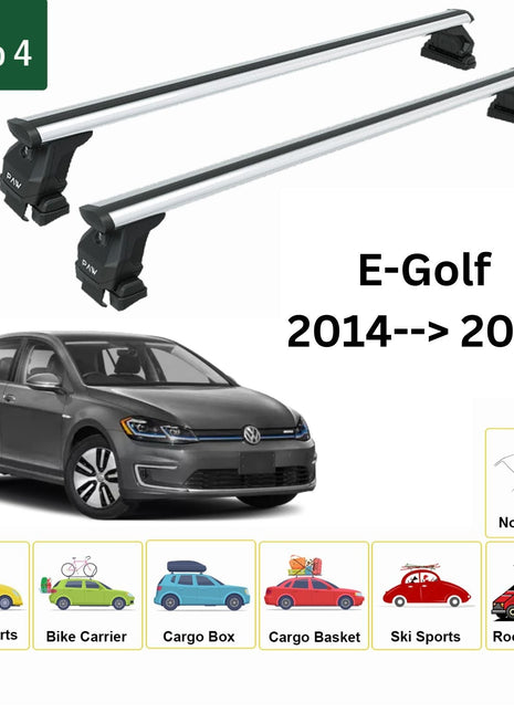 Volkswagen E-Golf 2014-2020 Oluksuz Üst Tavan Portbagaj Taşıyıcı Ara Atkısı Toros Serisi Pro 4 Gri