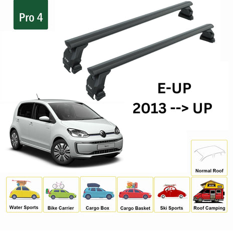 Volkswagen E-Up 2013-2019 Oluksuz Üst Tavan Portbagaj Taşıyıcı Ara Atkısı Toros Serisi Pro 4 Siyah
