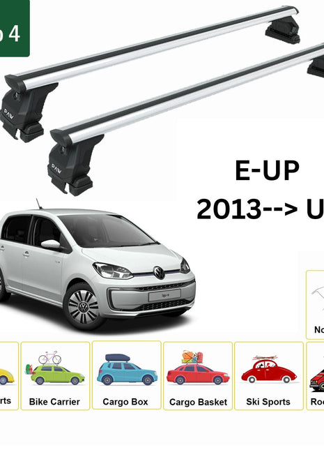 Volkswagen E-Up 2013-2019 Oluksuz Üst Tavan Portbagaj Taşıyıcı Ara Atkısı Toros Serisi Pro 4 Gri