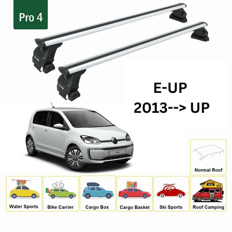 Volkswagen E-Up 2013-2019 Oluksuz Üst Tavan Portbagaj Taşıyıcı Ara Atkısı Toros Serisi Pro 4 Gri