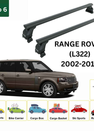 Land Rover Range Rover (L322) 2002-2012 Tavan Taşıyıcı Ara Barlar – Vidalı Montaj, Toros Fix Pro, Siyah