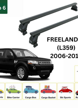 Land Rover Freelander (L359) 2006-15 Roof Rack Tavan Taşıyıcı Ara Barlar – Vidalı Montaj, Toros Fix Pro, 6 Alu Siyah