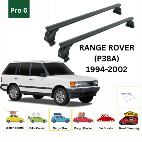 Land Rover Range Rover (P38A) 1994-02 Tavan Taşıyıcı Ara Barlar – Vidalı Montaj, Toros Fix Pro, Siyah