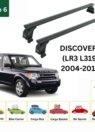 Land Rover Discovery LR3 2004-2010 Roof Rack Tavan Taşıyıcı Ara Barlar – Vidalı Montaj, Toros Fix Pro, 6 Siyah
