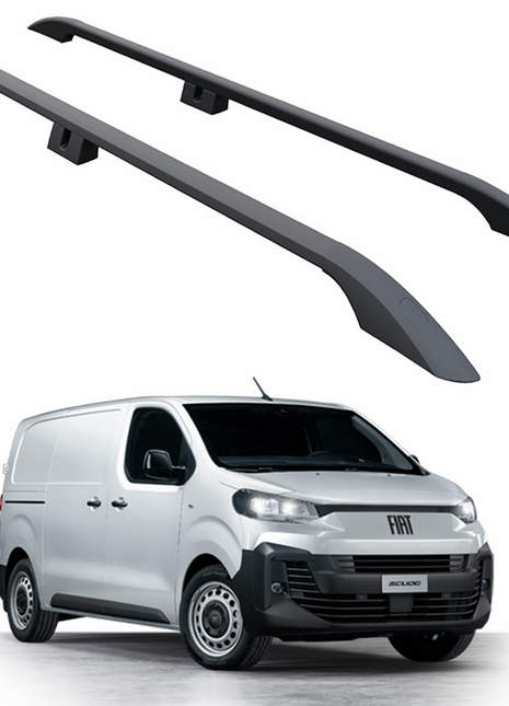 Citroen Jumpy Mk3 2016-2025 Uzun Şase Araç Üstü Alüminyum Tavan Yan Rayları Plus Serisi - Siyah