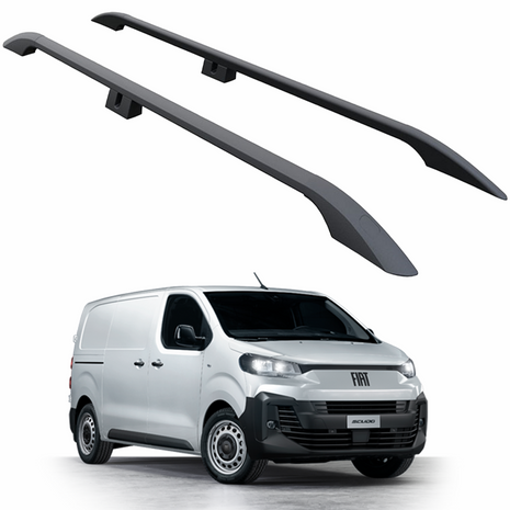 Fiat Scudo 2021-2025 Orta Şase Araç Üstü Alüminyum Tavan Yan Rayları Plus Serisi - Siyah