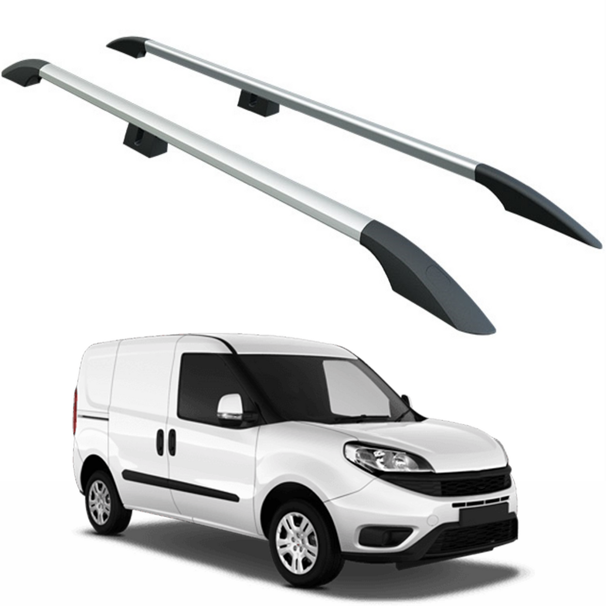 Fiat Doblo Uzun Şase 2010-2020 Van Araç Üstü Alüminyum Tavan Yan Rayları Plus Serisi - Gri