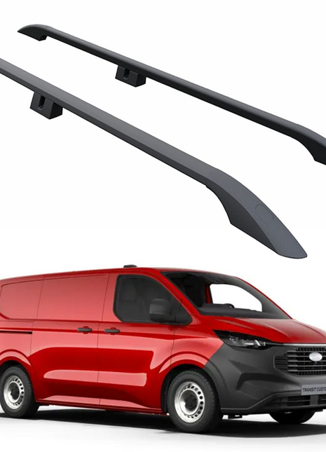 Ford Transit Custom Uzun Şase 2023-2026 Araç Üstü Alüminyum Tavan Yan Rayları Plus Serisi - Siyah