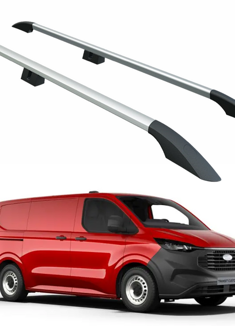 Ford Transit Custom Uzun Şase 2023-2026 Araç Üstü Alüminyum Tavan Yan Rayları Plus Serisi - Gri