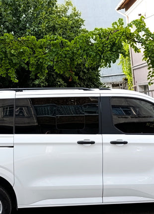 Ford Custom 2023-2025 Kısa Şase Araç Üstü Alüminyum Tavan Yan Rayları Plus Serisi Baggage Luggage Rack Rail Port - Siyah