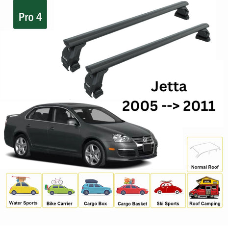 Volkswagen Jetta 2005-2011 Oluksuz Üst Tavan Portbagaj Taşıyıcı Ara Atkısı Toros Serisi Pro 4 Siyah