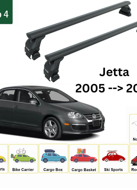 Volkswagen Jetta 2005-2011 Oluksuz Üst Tavan Portbagaj Taşıyıcı Ara Atkısı Toros Serisi Pro 4 Siyah
