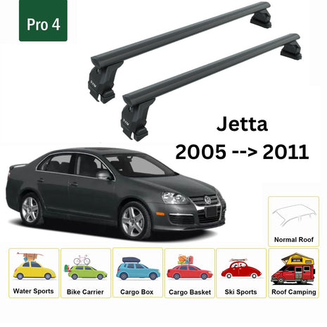Volkswagen Jetta 2005-2011 Oluksuz Üst Tavan Portbagaj Taşıyıcı Ara Atkısı Toros Serisi Pro 4 Siyah