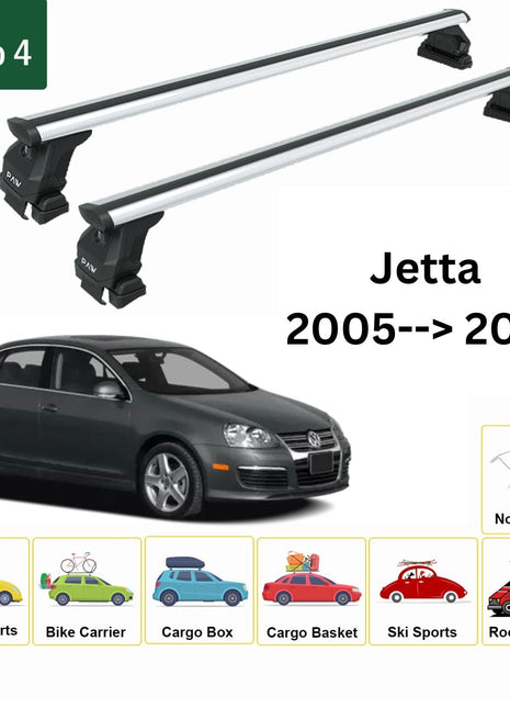 Volkswagen Jetta 2005-2011 Oluksuz Üst Tavan Portbagaj Taşıyıcı Ara Atkısı Toros Serisi Pro 4 Gri