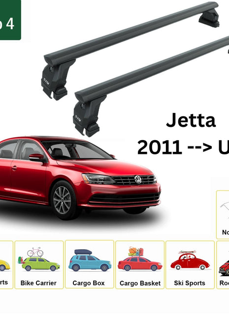 Volkswagen Jetta 2011-2018 Oluksuz Üst Tavan Portbagaj Taşıyıcı Ara Atkısı Toros Serisi Pro 4 Siyah