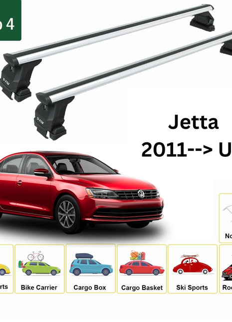 Volkswagen Jetta 2011-2018 Oluksuz Üst Tavan Portbagaj Taşıyıcı Ara Atkısı Toros Serisi Pro 4 Gri