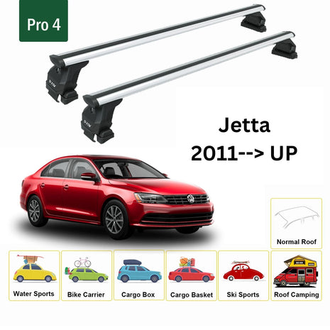 Volkswagen Jetta 2011-2018 Oluksuz Üst Tavan Portbagaj Taşıyıcı Ara Atkısı Toros Serisi Pro 4 Gri