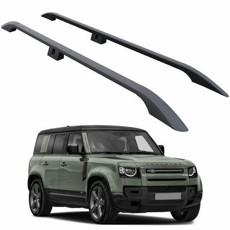 Land Rover Defender 110 2020-2025 Araç Üstü Alüminyum Tavan Yan Rayları Plus Serisi - Siyah