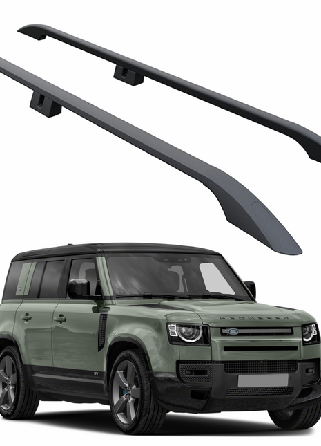 Land Rover Defender 110 2020-2025 Araç Üstü Alüminyum Tavan Yan Rayları Plus Serisi - Siyah