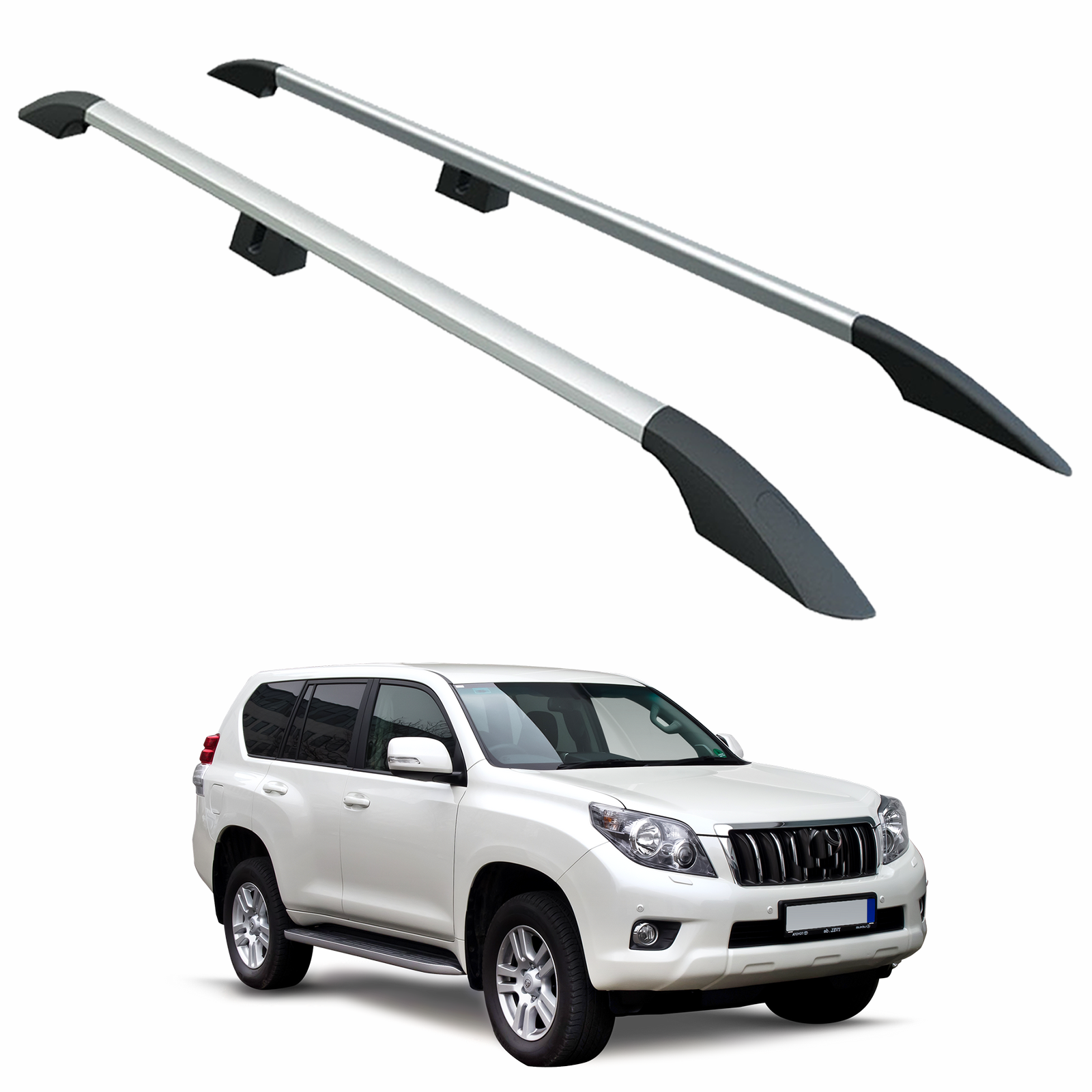 Land Cruiser Prado J120 2002-2009 Araç Üstü Alüminyum Tavan Yan Rayları Plus - Gri