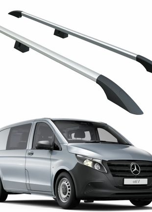 Mercedes Vito W447 Kısa Şase 2014-2019 Araç Üstü Alüminyum Tavan Yan Rayları Plus Serisi - Gri