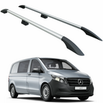 Mercedes Vito W447 Kısa Şase 2014-2019 Araç Üstü Alüminyum Tavan Yan Rayları Plus Serisi - Gri