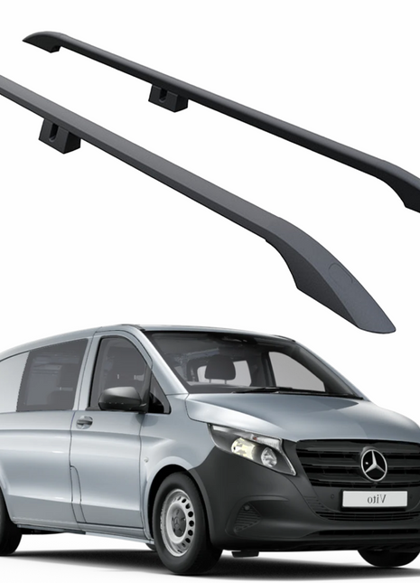 Mercedes Vito W447 Kısa Şase 2014-2019 Araç Üstü Alüminyum Tavan Yan Rayları Plus Serisi - Siyah
