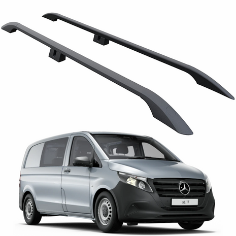 Mercedes Vito W447 Mwb 2014-2019 Araç Üstü Alüminyum Tavan Yan Rayları Plus Serisi - Siyah