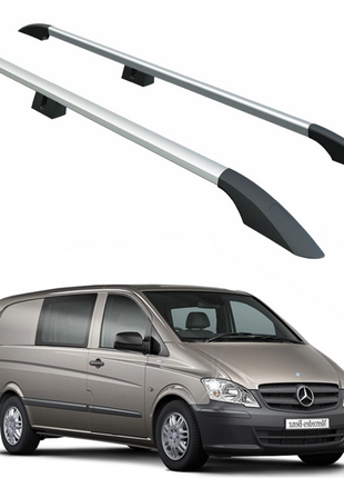 Mercedes Vito W639 Kısa Şase 2003-2014 Araç Üstü Alüminyum Tavan Yan Rayları Plus Serisi - Gri