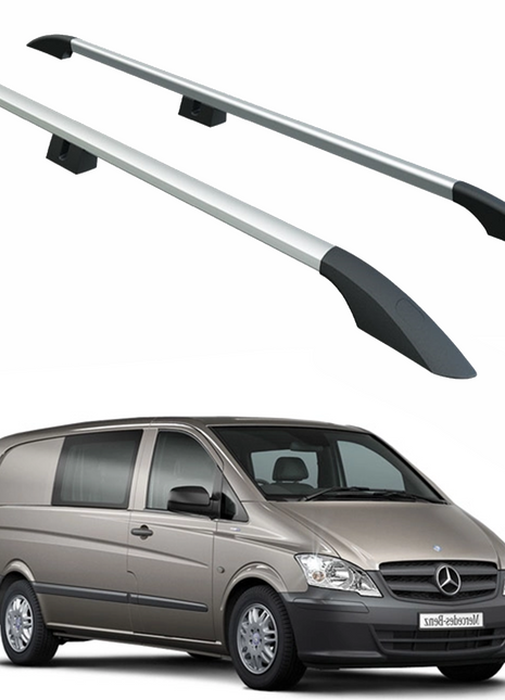 Mercedes Vito W639 Uzun Şase 2003-2014 Araç Üstü Alüminyum Tavan Yan Rayları Plus Serisi - Gri