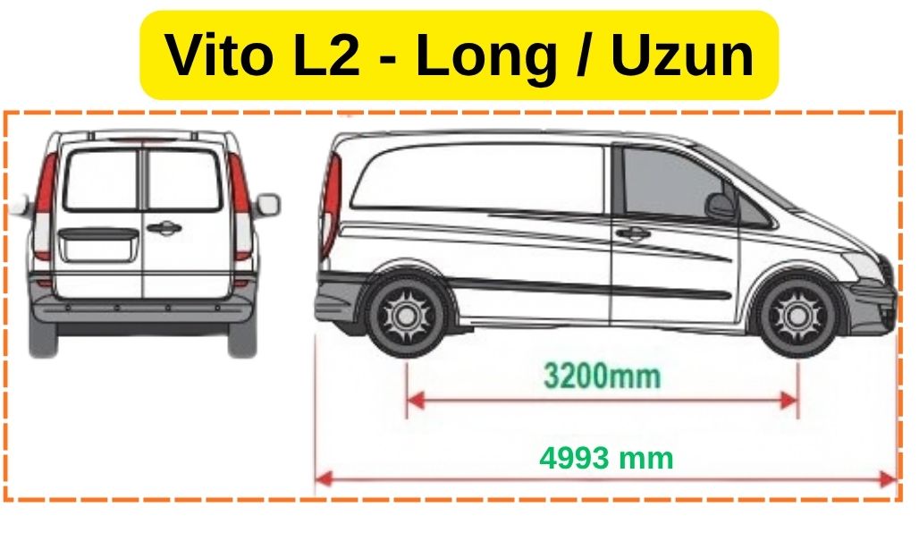 Mercedes Vito W639 L2 2003-2014 Alüminyum Tavan Yan Rayları Plus Serisi - Siyah