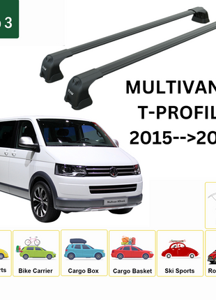 Volkswagen Multivan T6 T-P 2015-2022 Portbagaj Taşıyıcı Ara Atkı Aparatı Paw Pro 3 Siyah