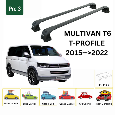 Volkswagen Multivan T6 T-P 2015-2022 Portbagaj Taşıyıcı Ara Atkı Aparatı Paw Pro 3 Siyah