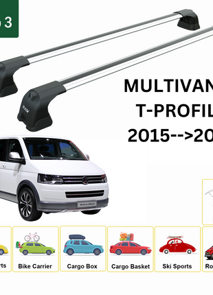 Volkswagen Multivan T6 T-P 2015-2022 Portbagaj Taşıyıcı Ara Atkı Aparatı Paw Pro 3 Gri