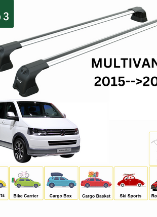 Volkswagen Multivan T6 2015-2022 Portbagaj Taşıyıcı Ara Atkı Aparatı Paw Pro 3 Gri