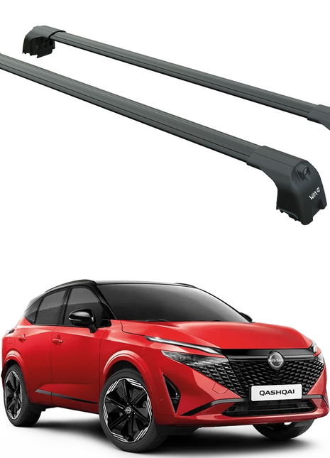 Nissan Qashqai J12 (2021–2025) Flush Rail Uyumlu Siyah Tavan Taşıyıcı Ara Atkı Barı