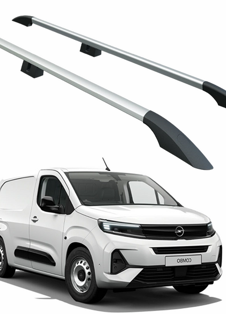 Opel Combo Uzun Şase 2018-2025 Van Araç Üstü Alüminyum Tavan Yan Rayları Plus Serisi - Gri
