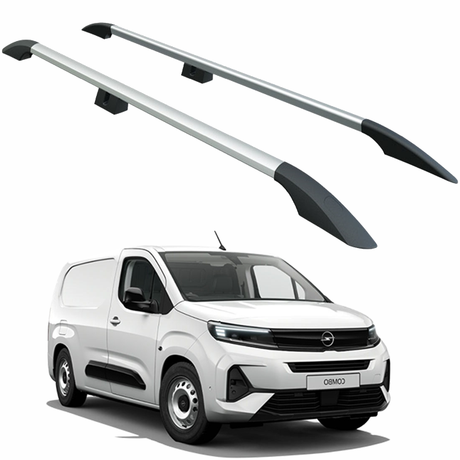 Opel Combo Uzun Şase 2018-2025 Van Araç Üstü Alüminyum Tavan Yan Rayları Plus Serisi - Gri